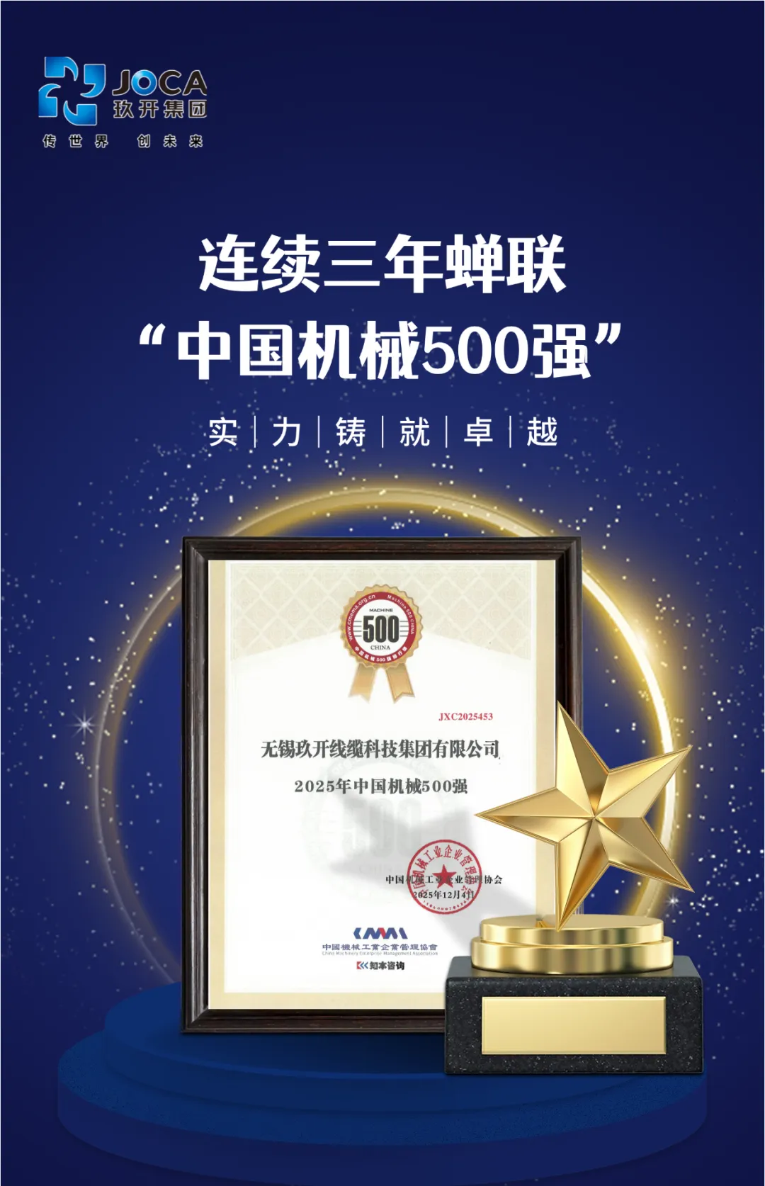 优惠活动办理大厅集团一连三年荣登“中国机械500强” 综合实力再获权威认可